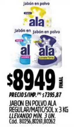 Supermercados Yaguar Ala jabón en polvo regular matic sol oferta