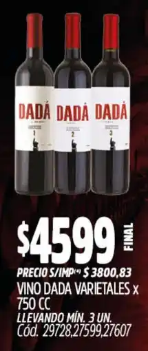 Supermercados Yaguar Dada vino varietales oferta