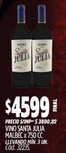 Supermercados Yaguar Santa julia malbec oferta