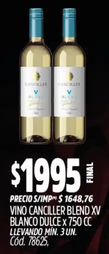 Supermercados Yaguar Canciller vino blend xv blanco dulce oferta
