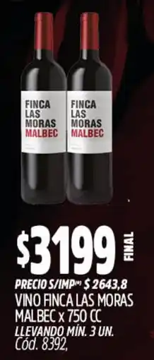 Supermercados Yaguar Finca las moras malbec oferta