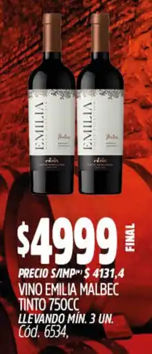 Supermercados Yaguar Emilia vino tinto oferta