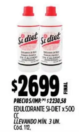 Supermercados Yaguar Si diet edulcorante de uso dietético oferta