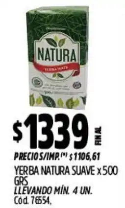 Supermercados Yaguar Natura yerba mate suave oferta