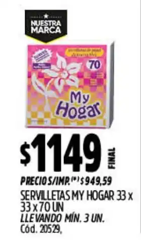 Supermercados Yaguar My hogar servilletas oferta