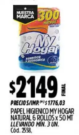 Supermercados Yaguar My hogar papel higienico natural oferta