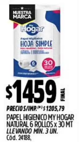 Supermercados Yaguar My hogar papel higienico hoja simple oferta
