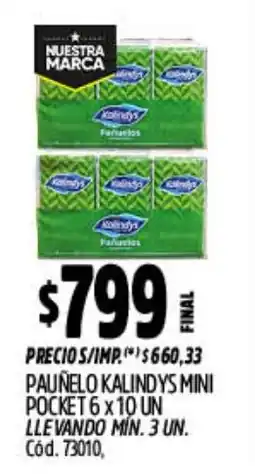 Supermercados Yaguar Kalindys pañuelo mini pocket oferta