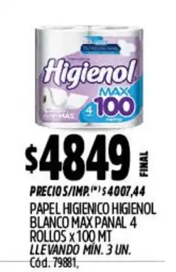 Supermercados Yaguar Higienol papel higienico blanco max panal rollos oferta