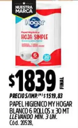 Supermercados Yaguar My hogar papel higienico blanco oferta