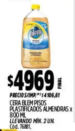 Supermercados Yaguar Blem cera pisos plastificados almendras oferta