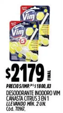 Supermercados Yaguar Vim desodorante inodoro canasta citrus 3 en 1 oferta