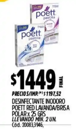 Supermercados Yaguar Poett desinfectante inodoro red lavanda brisa polar oferta