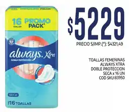 Supermercados Yaguar Always xtra toallas femeninas doble proteccion seca oferta