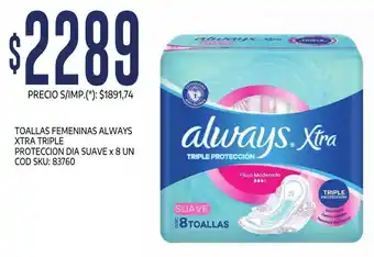 Always toallas femeninas xtra triple