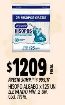 Supermercados Yaguar Algabo hisopos oferta