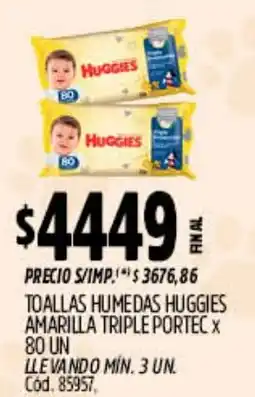Supermercados Yaguar Huggies toallas humedas amarilla triple portec oferta