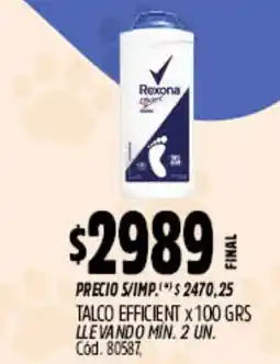 Supermercados Yaguar Rexona talco efficient oferta