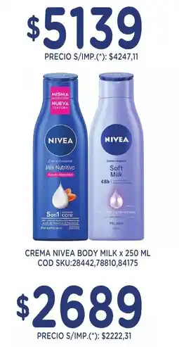 Supermercados Yaguar Nivea crema corporal milk nutritiva soft milk oferta