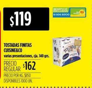 Supermercados Vea Tostadas Finitas Cuisine&co oferta