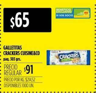 Supermercados Vea Galletitas Crackers Cuisine&co oferta