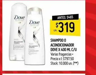 Walmart Farmacias Shampoo O Acondicionador Dove oferta
