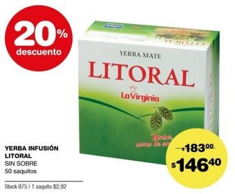 Atomo Conviene Yerba Infusión Litoral Sin Sobre 50 Saquitos oferta