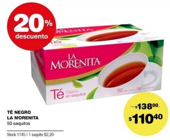 Atomo Conviene Té Negro La Morenita 50 Saquitos oferta