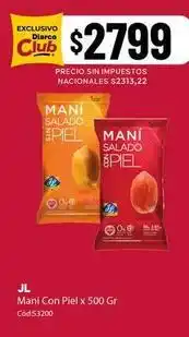 Diarco Jl - mani salado sin piel oferta