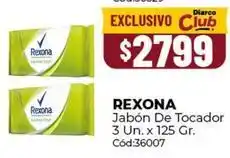 Diarco Rexona - jabón de tocador 3 un. x 125 gr. cód:36007 oferta