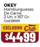 Diarco Okey - hamburguesas de carne 2 un. x 167 gr. cód:28989 oferta