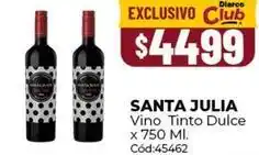 Diarco Santa julia - vino tinto dulce x 750 ml. cód:45462 oferta