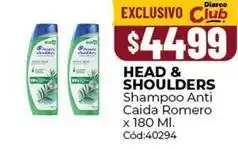 Diarco Head & shoulders - shampoo anti caida romero x 180 ml. cód:40294 oferta