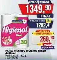 Maxiconsumo Higienol - papel higienico fresh 4x30 mt. pcio.x kg/l: 11,25 cod: 15833 oferta