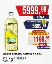 Maxiconsumo Natura - aceite girasol x 1,5 lt oferta
