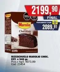 Maxiconsumo Marolio - bizcochuela chocolate oferta