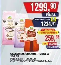 Maxiconsumo Galletitas grandiet todas x 100 gr oferta