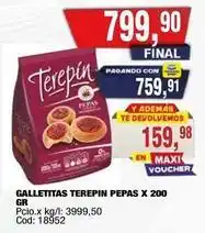 Maxiconsumo Terepin - galletitas terepi pepas x 200 gr oferta