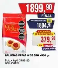Maxiconsumo 9 de oro - galletas pepas 9 de oro x500 gr oferta