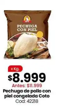 Coto Coto - pechuga de pollo con piel congelada oferta