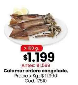 Coto Calamar entero congelado oferta