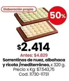 Coto Sorrentinos de nuez, albahaca y ricota / mediterráneo oferta