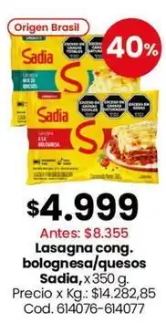 Coto Sadia - lasagna con bolognese/quesos oferta