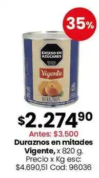 Coto Vigente - duraznos en mitades oferta