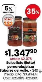 Coto La campagnola - salsa lista filetto/pomarola/pizza sabores del valle, x 340 g oferta