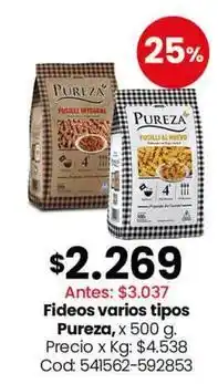 Coto Pureza - fideos varios tipos oferta