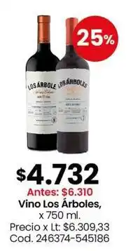 Coto Vino los árboles, x 750 ml oferta