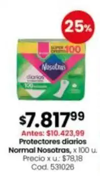 Nosotras - protectores diarios normal x 100 u. cod. 531026