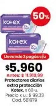 Coto Kotex - protectores diarios extra protección oferta