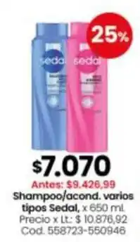 Coto Sedal - shampoo/acond. varios tipos oferta